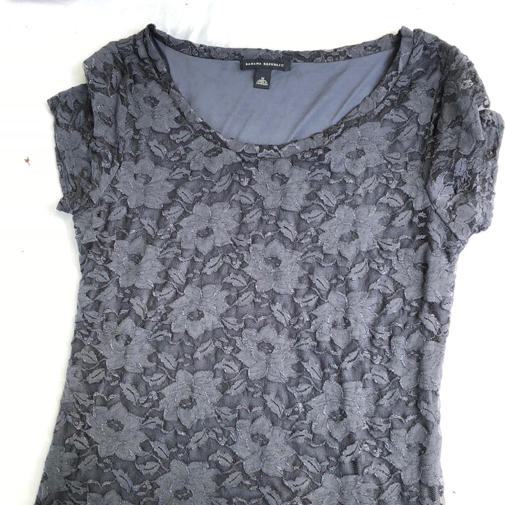 Banana Republic Slate blue lace tee Medium